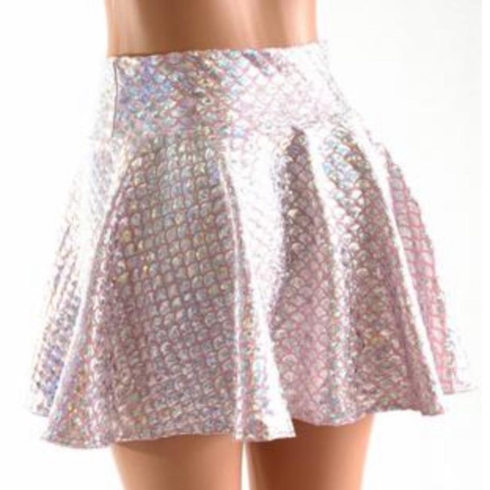 FBaby pink mermaid scale rave skirt